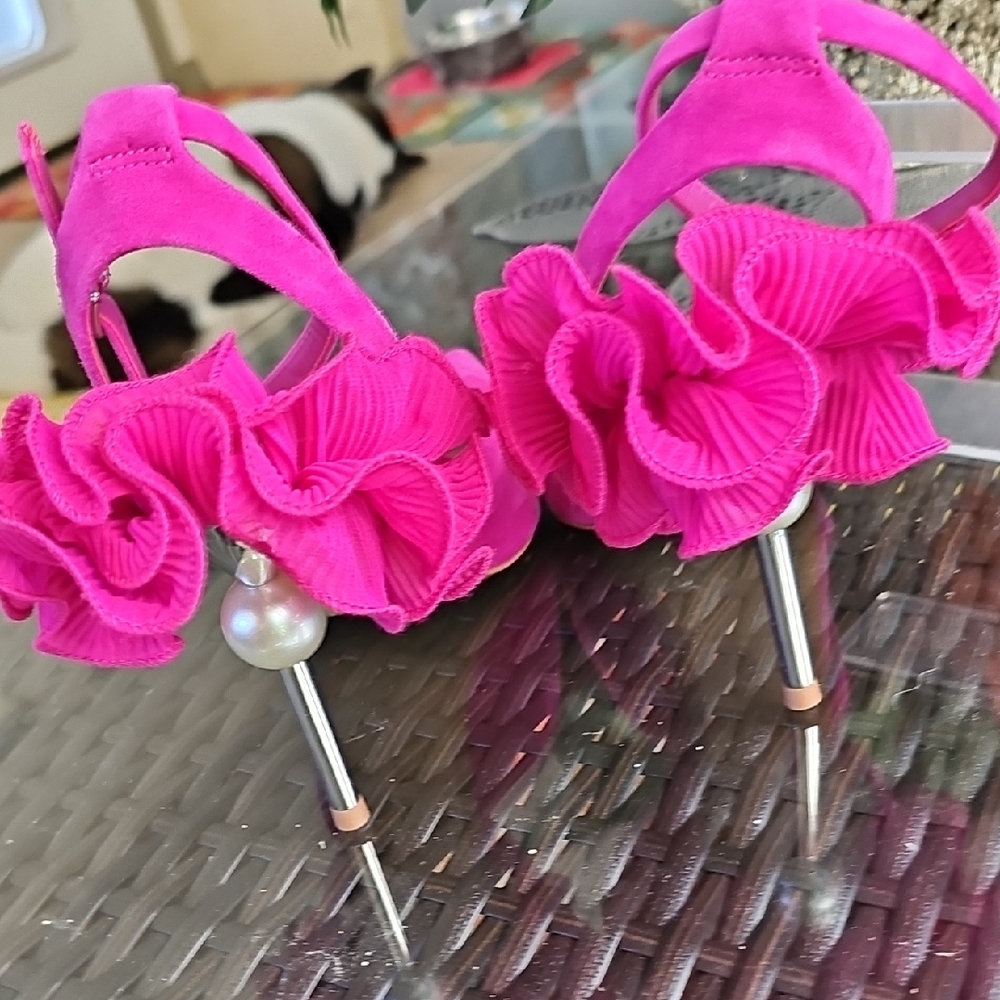 Gianni Bini Fuchsia Floral Heels - Picture 6 of 10